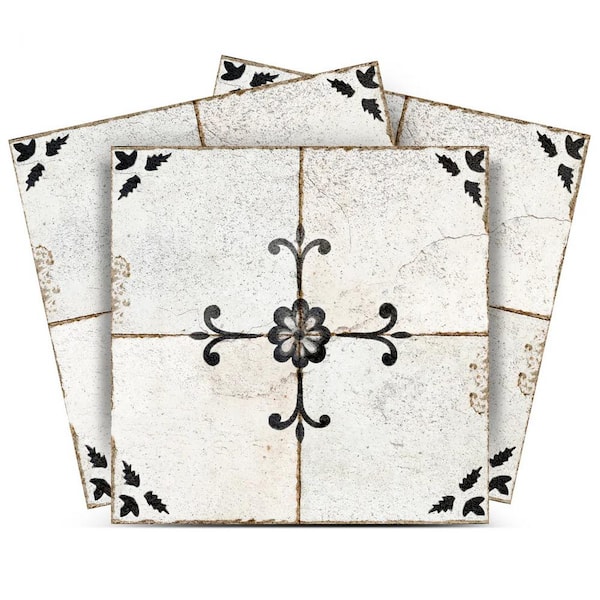 Dark Gray and Silver R94 4 in. x 4 in. Vinyl Peel and Stick Tile (24 Tiles, 2.67 sq. ft./pack)