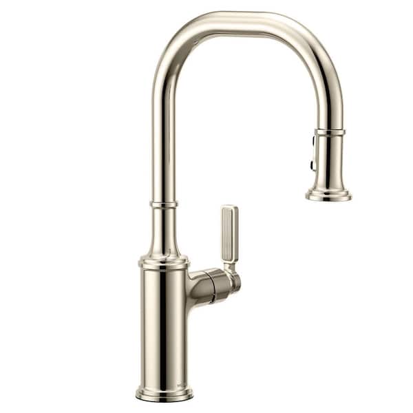 Smyth Polished Nickel 16.56 in. H Pull Down Sprayer Kitchen Faucet with 360 Degree Spout Swivel