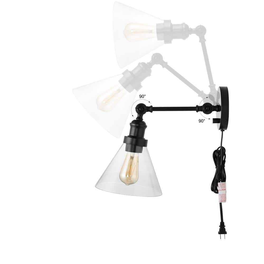Bronze Cone Glass Shade Dimmable LED Wall Sconce (Set of 2)