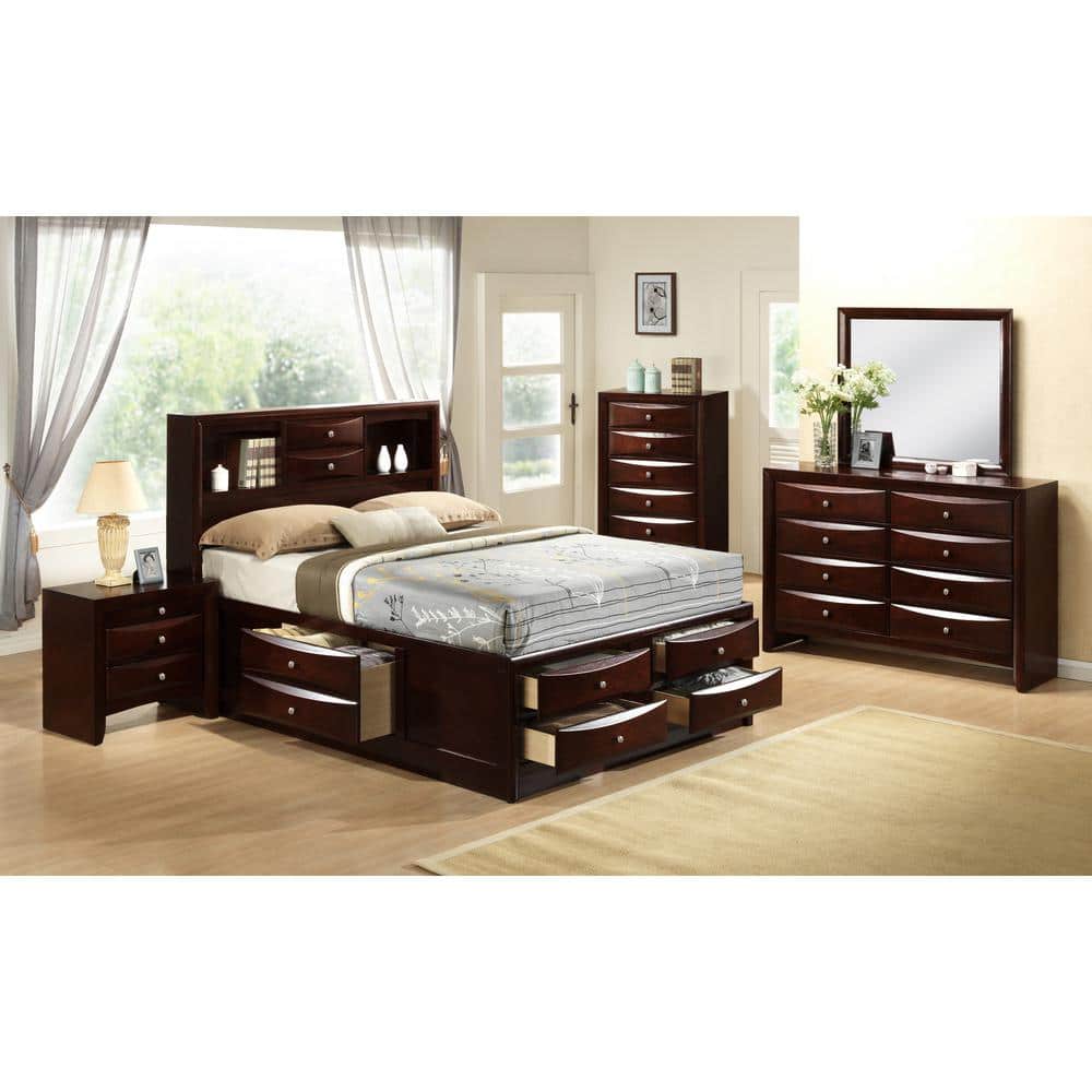 Mahogany Brown Double Dresser with Dovetail Drawers