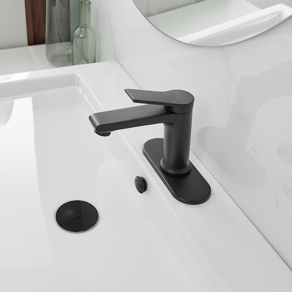 Matte Black Single-Handle Bathroom Faucet with Nickel Finish