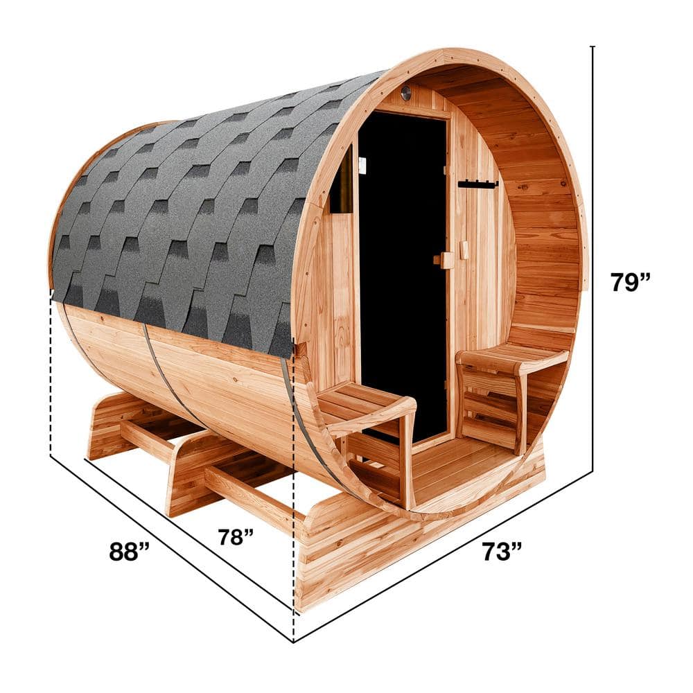 Natural Cedar 6-Person Outdoor Barrel Sauna with 6 kW Heater