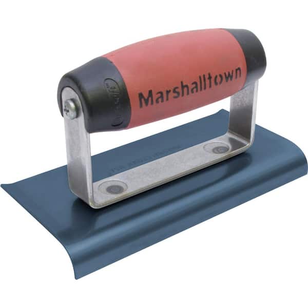 MARSHALLTOWN 6 in. x 3 in. Blue Steel Curved End Hand Edger - Durasoft Handle