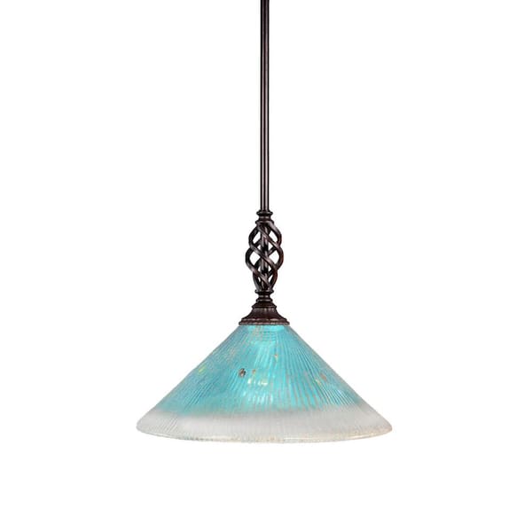 Unbranded Bridgewater 100 W 1-Light Dark Granite Standard Mini Pendant Light with Glass Shade