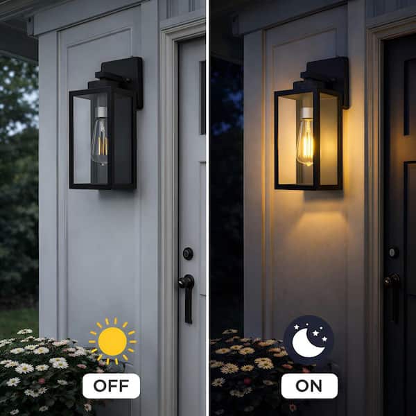 C Cattleya 1-Light Matte Black Dusk to Dawn Hardwired Outdoor Wall