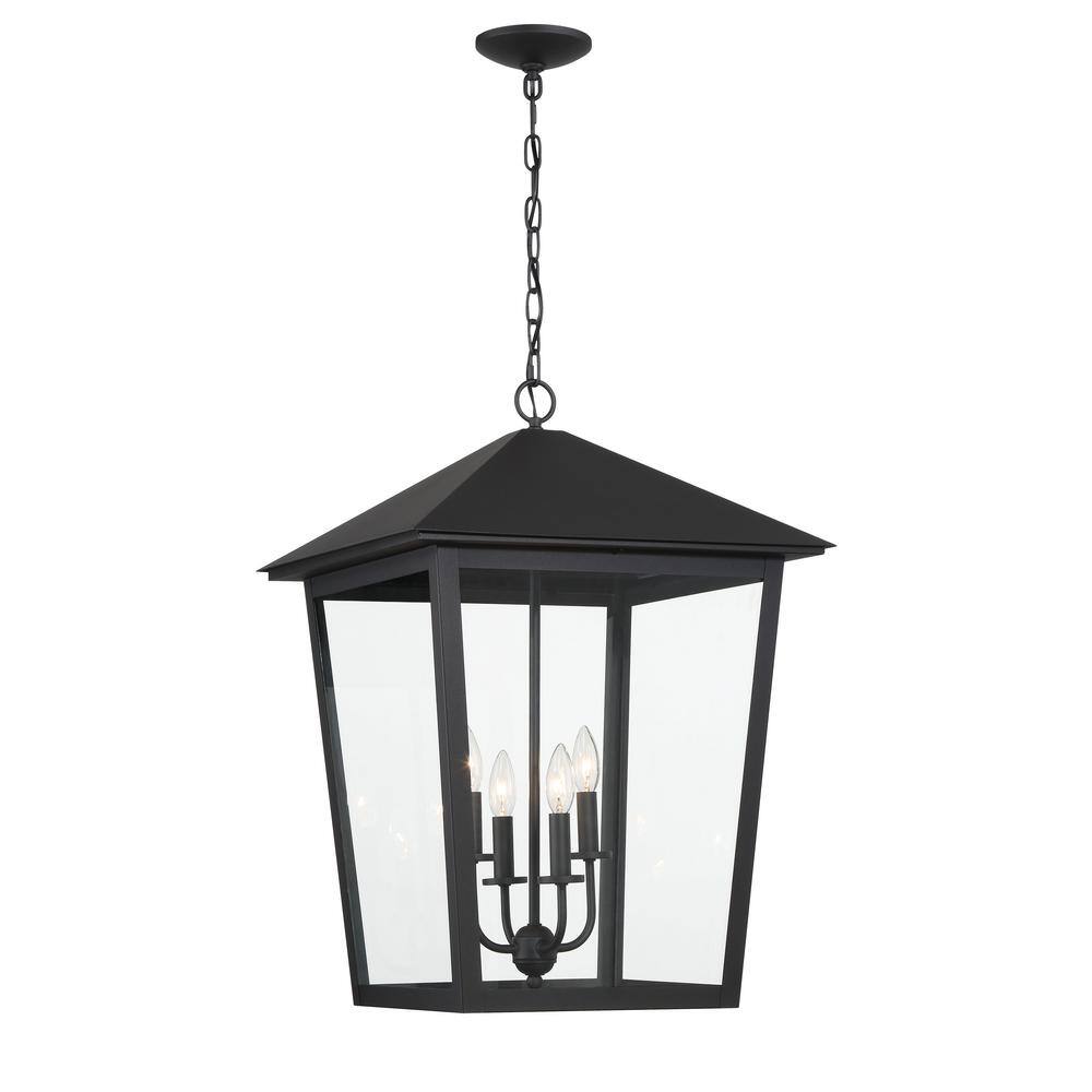 Minka Lavery Noble Hill 4-Light Black Outdoor Pendant Light with