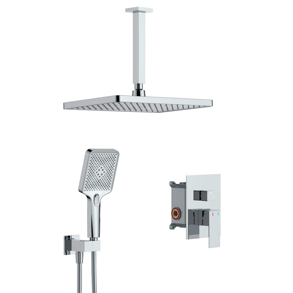 Single Handle 4-Spray Patterns 2 Showerheads Shower Faucet Set 1.8 GPM with