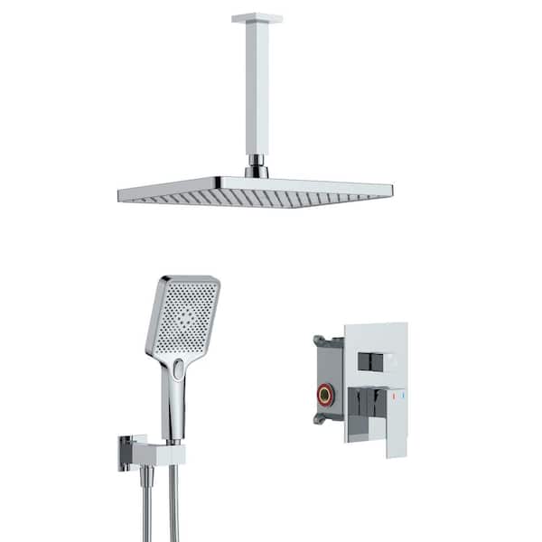 YONKI SUNSHIN INC Single Handle 4-Spray Patterns 2 Showerheads Shower Faucet Set 1.8 GPM with High Pressure Hand Shower in Chrome