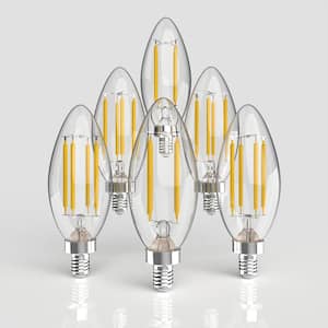 40-Watt Equivalent C35 Non-Dimmable LED Edison Glass Bulbs w/ E12 Base, 80+ CRI, WW 2700K, 420 Lumens, Clear (Pack of 6)