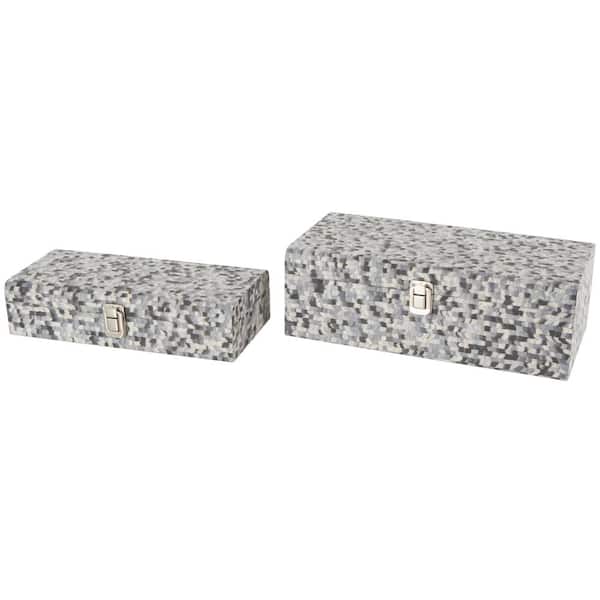 Litton Lane Rectangle Fabric Handmade Storage Box with Bronze Latches (Set of 2)