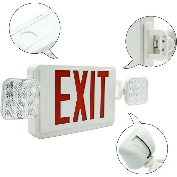 SPECTSUN 6 Packs Led Emergency Lights For Business, With Battery Backup,Hard Wired, UL 924 Certified,AC 120/277V,Two Head Adjustable LED Emergency Lighting