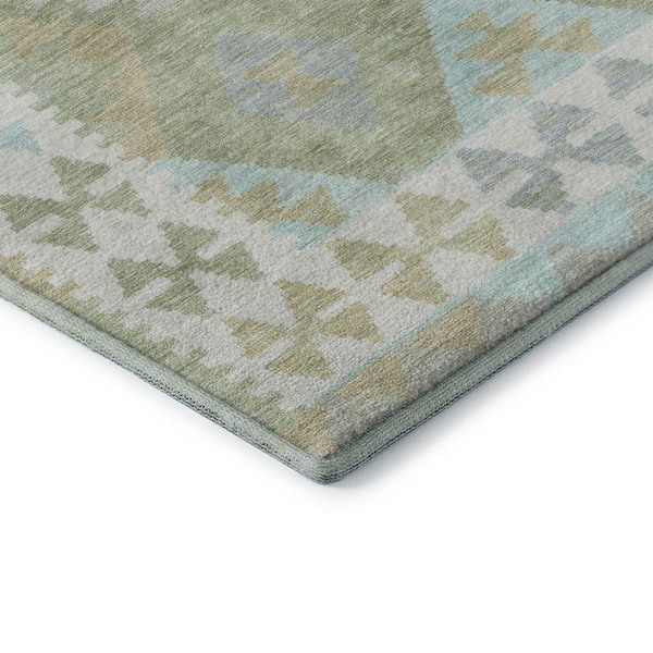 Mayfield Premium Machine Washable Abstract AMF1915 Sage 8 ft. x 10 ft. Area Rug