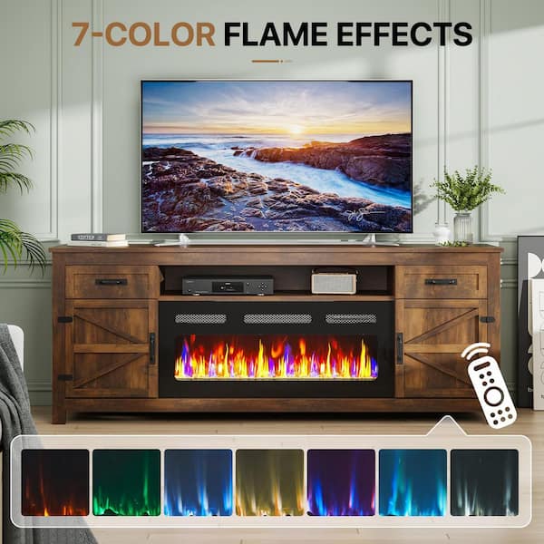Sizzim 70 in. Freestanding Engineered Wood Electric Fireplace TV