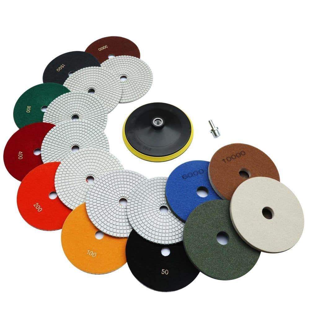 7 Inch Diamond Resin Polishing Pad Kit with Hook Loop Backer for Concrete Granite Marble Quartz Stone 11 pcs price history on PriceWatchPro