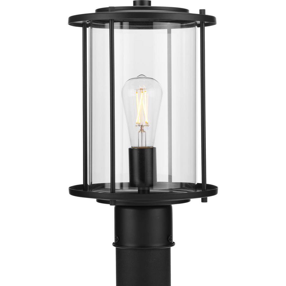 Gunther Matte Black Farmhouse Post Lantern with Clear Glass