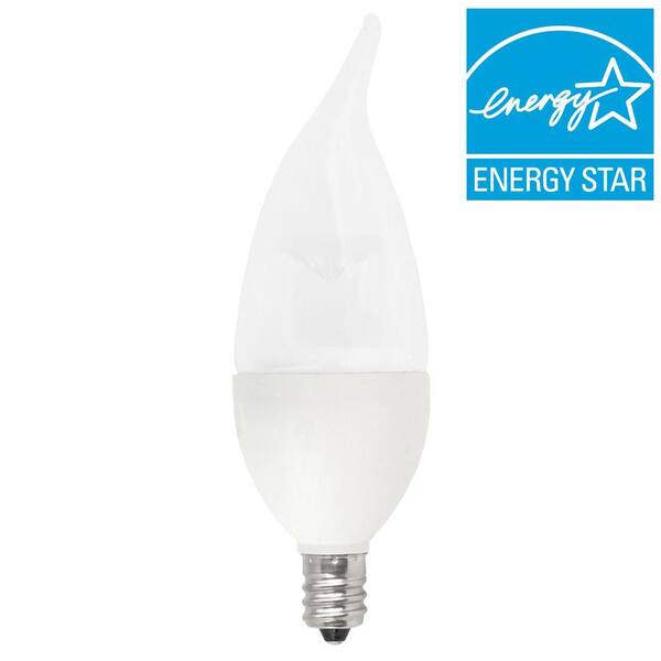 TCP 40W Equivalent Soft White (2700K) Flame Tip Frosted Candelabra Deco LED Light Bulb (2-Pack)