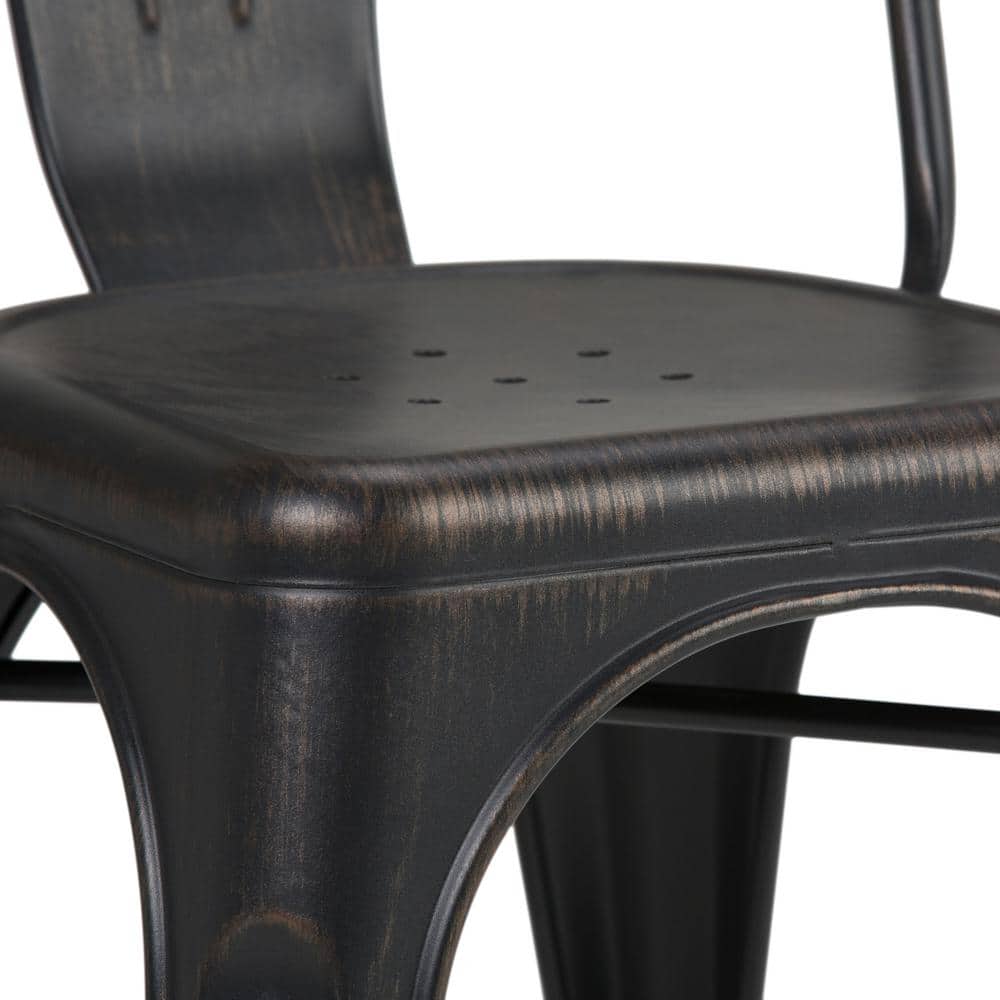 Distressed Black and Copper Metal Stacking Side Chair Set
