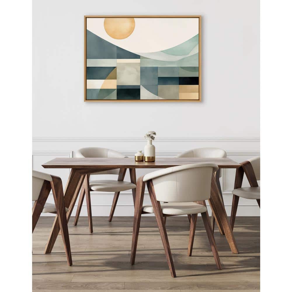 Natural Geometric Coastal Landscape Abstract Canvas Art, 31.5x41.5