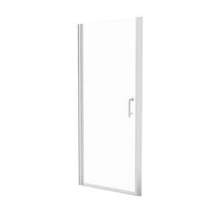 30 In. W x 72 In. H Pivot Semi-Frameless Shower Door in Brushed Nickel with Clear Glass