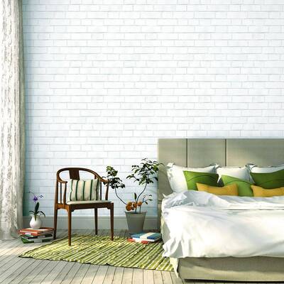 White Brick Wallpaper Home Decor The Home Depot