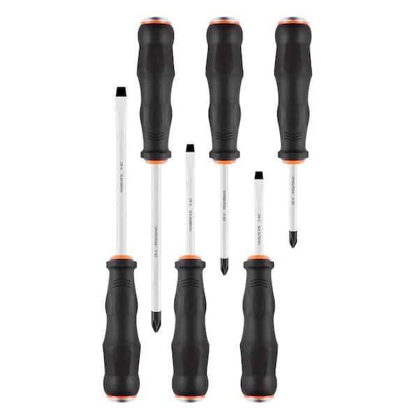 Professional Cushion Grip 6 in. Shank 6 Bit Red Insulated Screwdriver Set Magnetic Tip Electrician 6-Piece