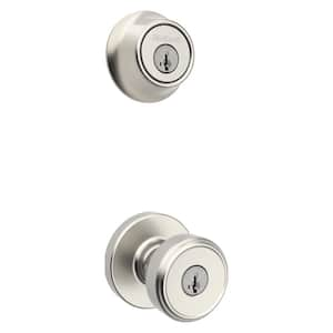 Maven Keyed Entry Knob and Single Cylinder Deadbolt Combo Pack featuring SmartKey Security in Satin Nickel