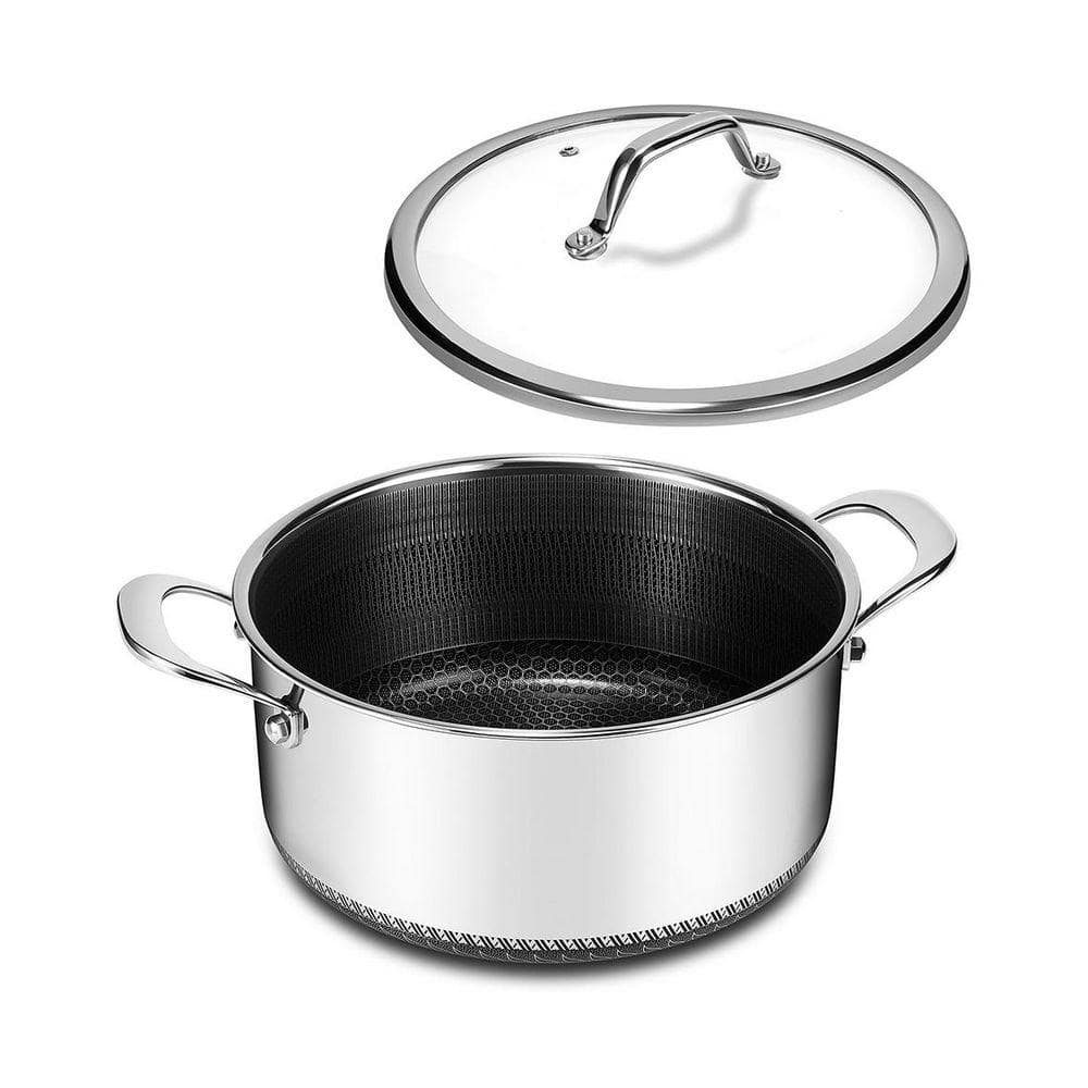 5 QT Stockpot with Lid, Stainless Steel Stockpot with Honeycomb