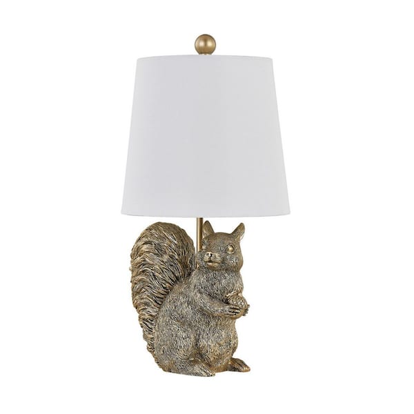 23.5 in. Antiqued Novelty Table Lamp with White Linen
