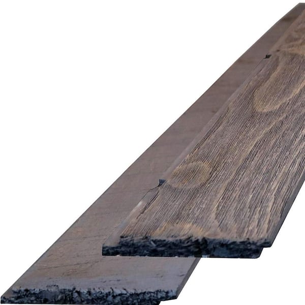Ekena Millwork 3/4 in. x 8-1/4 in. x 96 in.Barntique Gaynes Nickel Gap Barnwood Wall Coverings in Century Gray Finish
