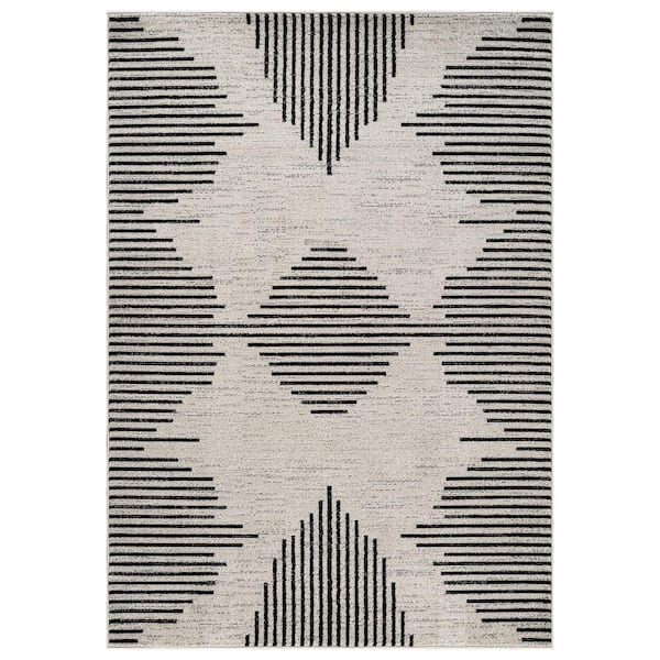 Modern Abstract Area Rug for Living Room, Bedroom, or Entryway 4 ft. x 6 ft. Cream