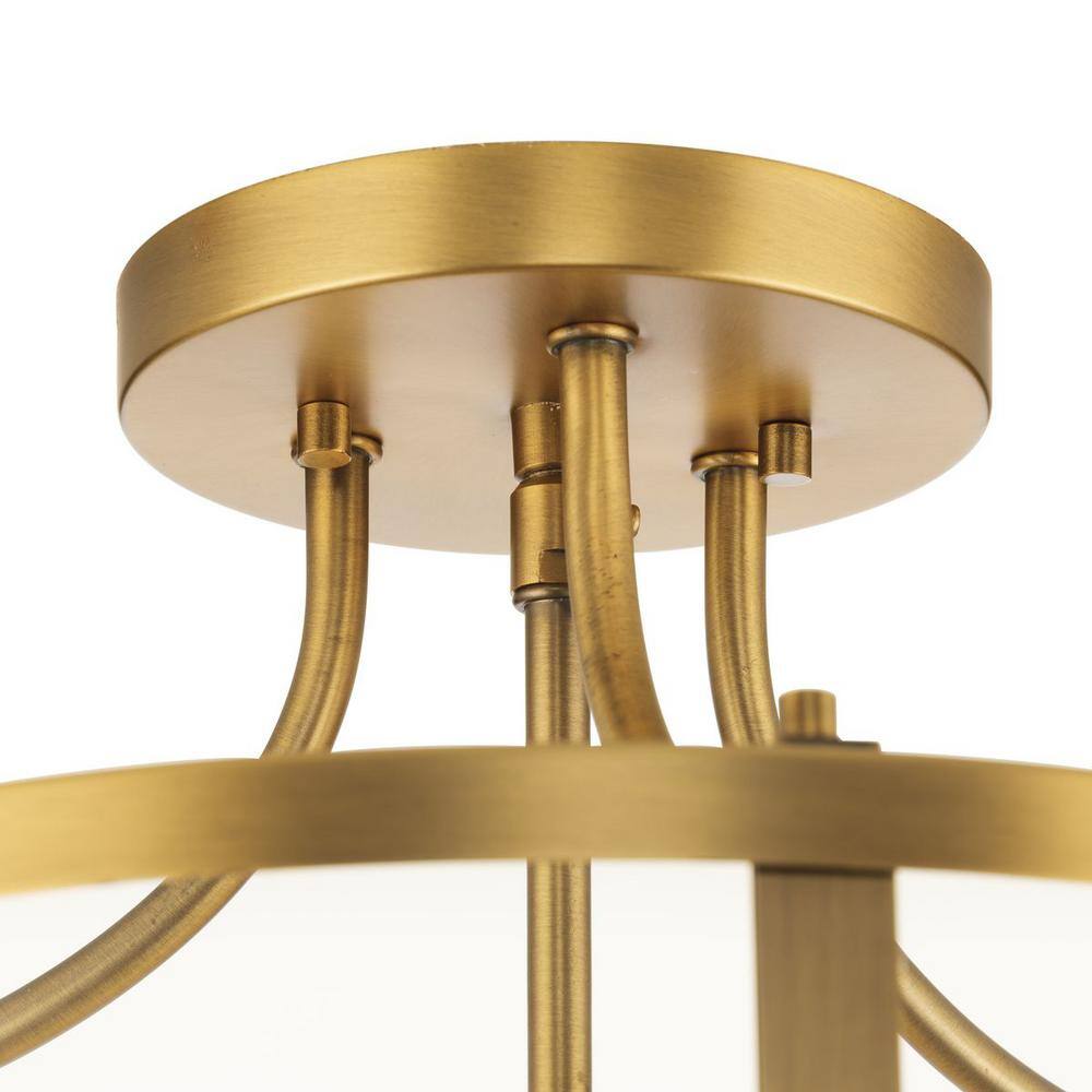 Gilliam 13" Vintage Brass and Glass Semi-Flush Mount Light