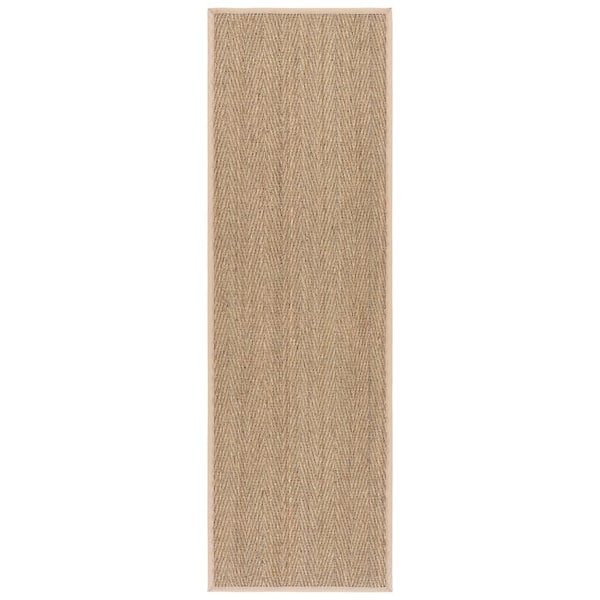 Natural Fiber 3 ft. x 8 ft. Natural/Beige Solid Color Runner Rug