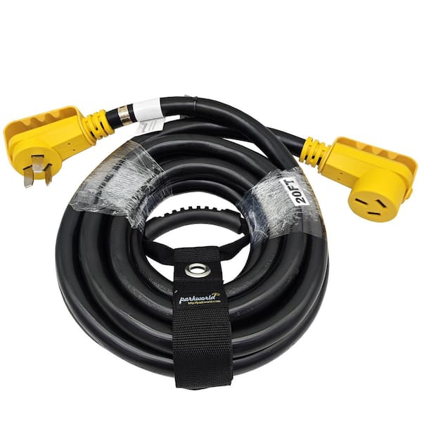 20 ft. 6/3 Heavy Duty 50 Amp Outdoor NEMA 10-50 Range/EV Extension Cord With Handle and Lighted End, Black