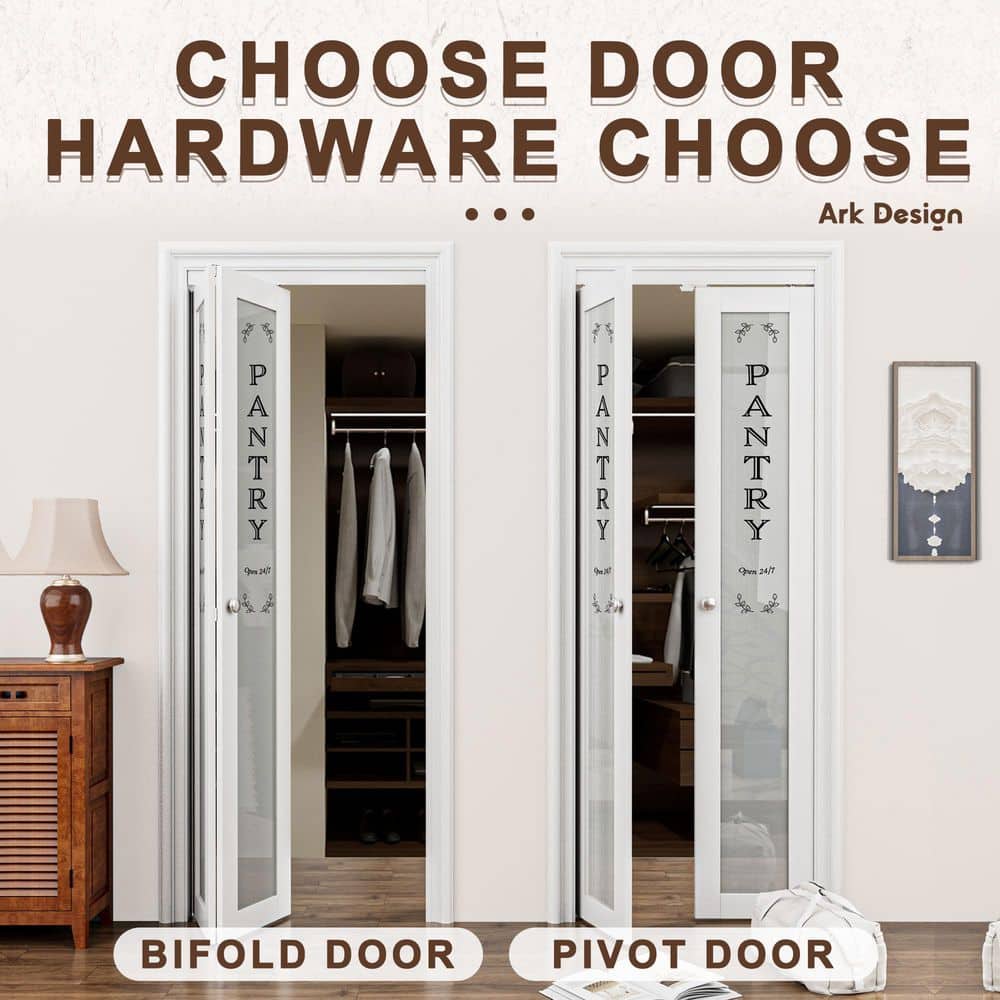 24" x 80" Frosted Glass White MDF Pivot Door