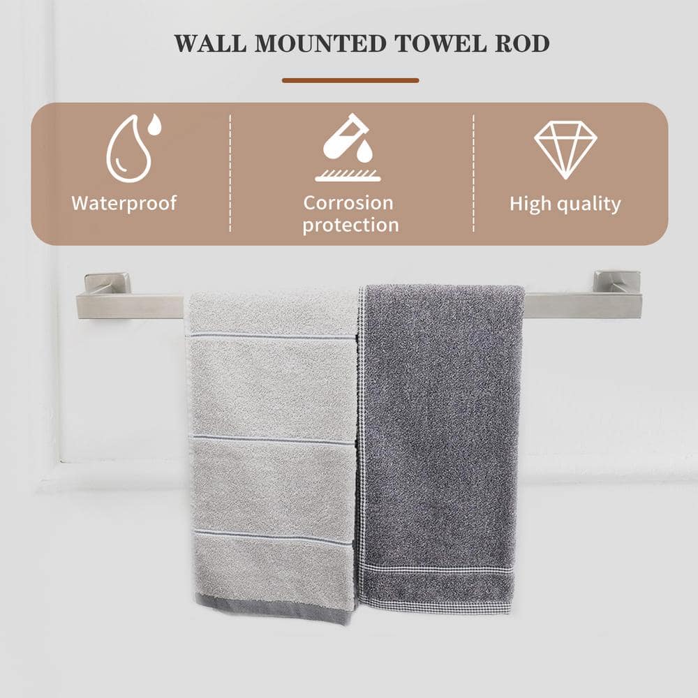 Brushed Nickel 24-Inch Adjustable Metal 4-Piece Bath Hardware Set