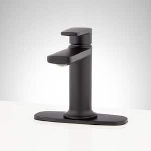 Berwyn Single Handle Mid Arc Single Hole Bathroom Faucet with Deckplate Included and Drain Kit Included in Matte Black