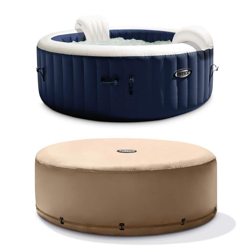 Intex PureSpa 4-Person Inflatable Portable Heated Jet Hot Tub & Cover  Package 28429E + 28523E - The Home Depot