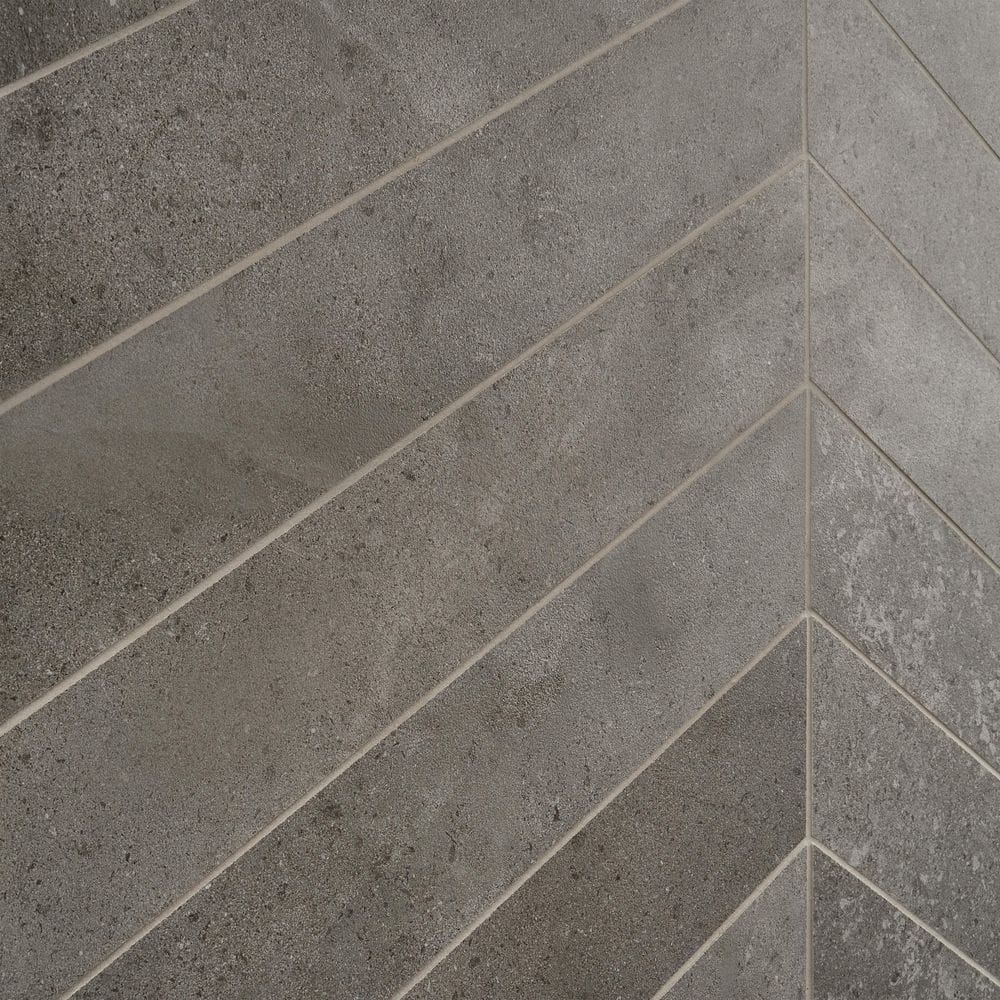 Iris Chevron Dark Gray Matte Porcelain Floor and Wall Tile