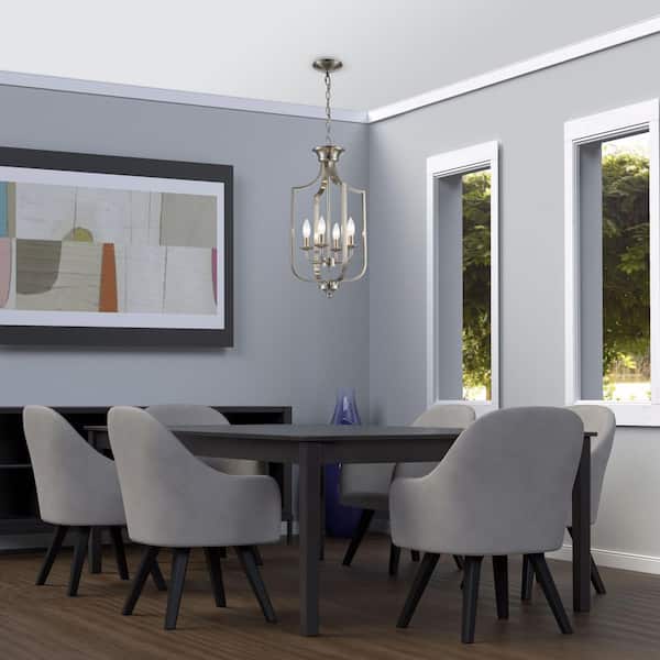 Hillcrest 12 in. 4-Light Brushed Nickel Pendant Light Fixture with Metal Shade