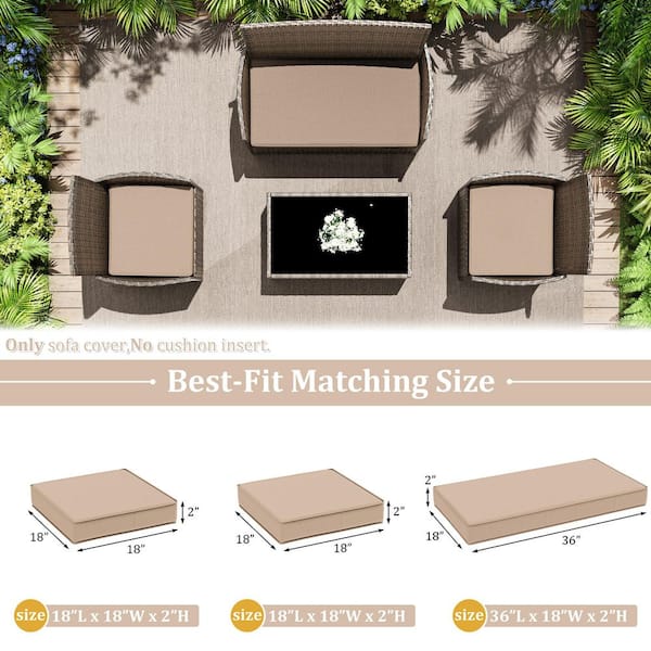3-Piece 36 x 18 in. & 18 x 18 in. Outdoor Cushion Covers Replacement with Zipper Sand