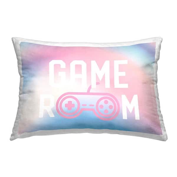 Stupell Industries Pastel Game Room Sign Pink Abstract Polyester 14 in. x 20 in. Throw Pillow