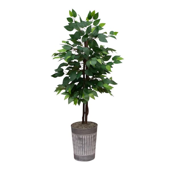 3 ft. Artificial Double Trunk Ficus Tree in Metal Planter