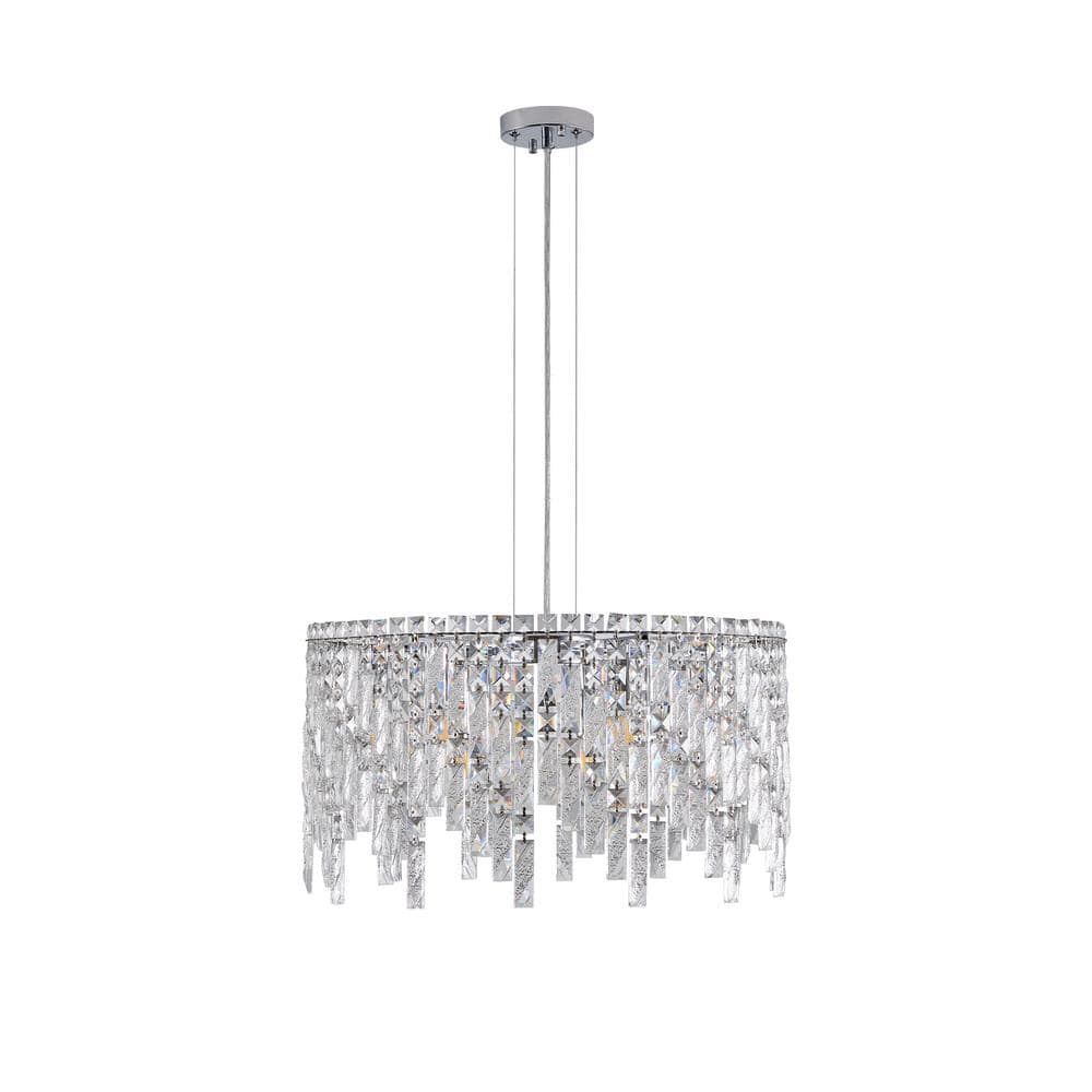 9 Lights Silver Clear Shaded Pendant Light Round Silver Crystal Chandelier for Living Room (Bulbs Not Included) price history on PriceWatchPro