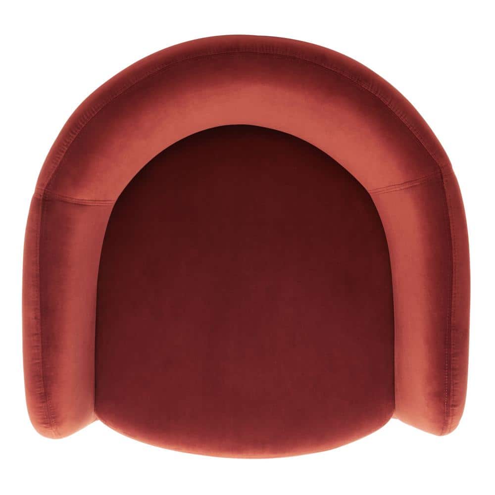 Rust Velvet Barrel Chair with Manufactured Wood Frame
