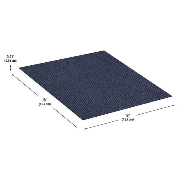 French Broad Wide Wale Blue Residential 18 in. x 18 in. Peel and Stick Carpet Tile Square (22.5 sq. ft. )