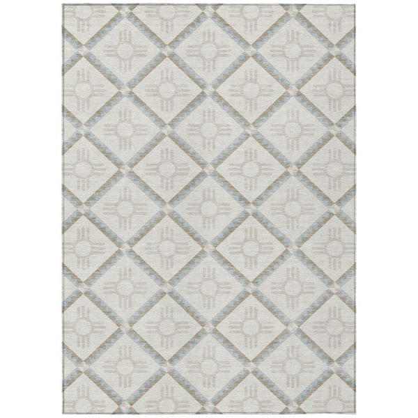 Chantille Machine Washable Indoor/Outdoor Abstract ACN2686 Ivory 10 ft. x 14 ft. Area Rug