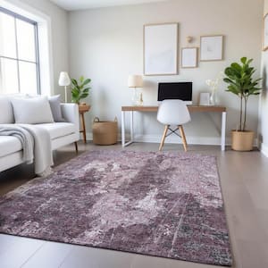 Mayfield Premium Machine Washable Abstract AMF1389 Pink 5 ft. x 7 ft. 6 in. Area Rug