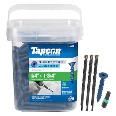 Tapcon 1/4 in. x 1-3/4 in. Star Flat-Head Concrete Anchors (225-Piece) 28575
