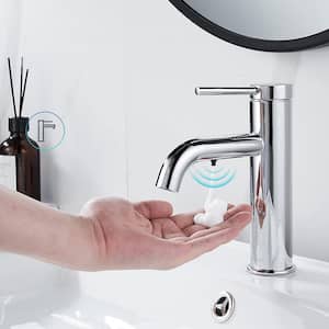 Single Handle Single Hole Bathroom Faucet withAutomatic Soap Dispenser in Chrome