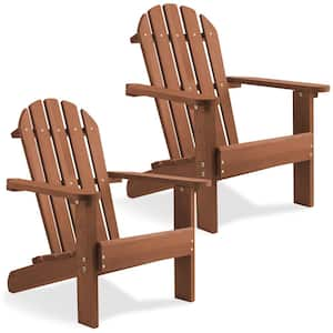 Espresso Dark Brown Wood Children's Adirondack Chairs, Wooden Kid's Seating (Set of 2)